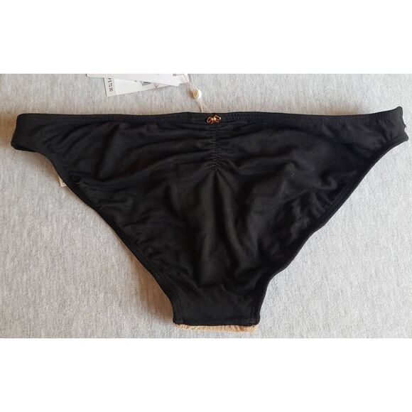 PILYQ SAHARA STITCHED BASIC FULL BLACK CREAM TAN BIKINI BOTTOM NWT - Picture 2 of 7